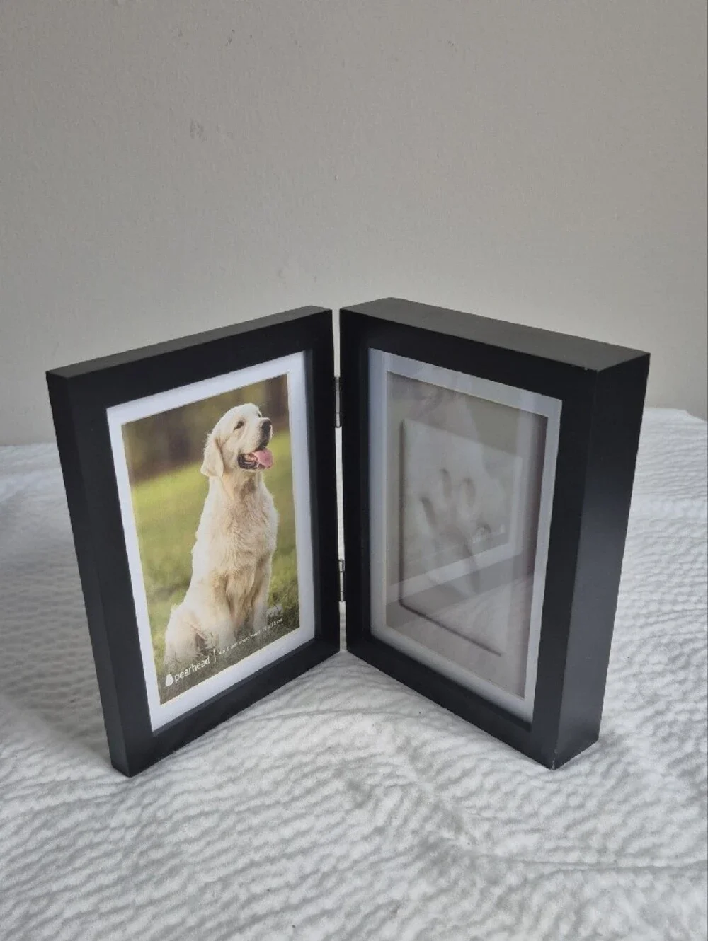 Pearhead Pet Paw Print Photo Frame With Clay Imprint Kit - Wooden Pet Paw Pri...
